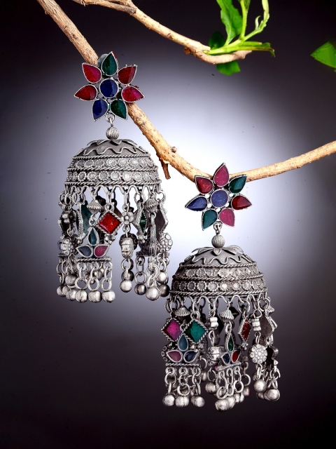 

Moedbuille Multicoloured Dome Shaped Jhumkas Earrings, Multi
