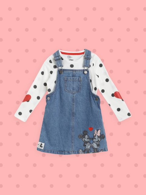 

Marks & Spencer Blue & White Pure Cotton Mickey & Minnie Applique Pinafore Dress & T-shirt