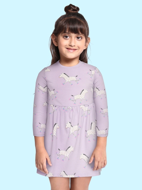 

Marks & Spencer Girls Lavender & White Conversational Print Cotton Fit & Flare Dress