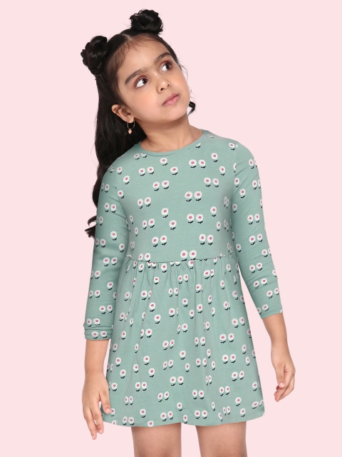 

Marks & Spencer Girls Mint Green & White Floral Print Cotton Fit & Flare Dress