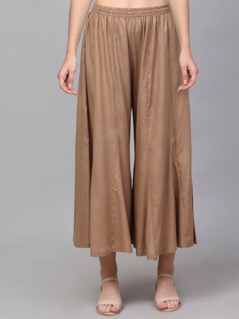 

NEUDIS Women Brown Flared Cropped Palazzos