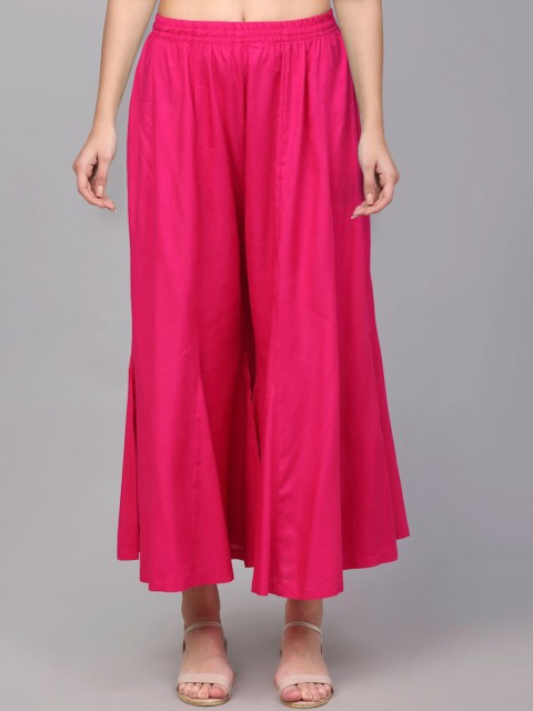 

NEUDIS Women Fuchsia Flared Cropped Palazzos