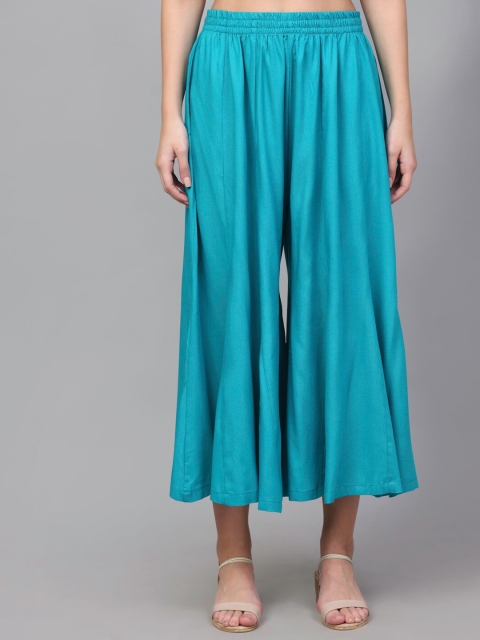 

NEUDIS Women Blue Flared Cropped Palazzos
