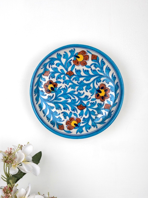 

Neerja Turquoise-Blue & White Handpainted Jaipur Blue Pottery Wall Decor