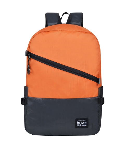 

EUME Unisex Orange & Navy Blue Colourblocked Backpack
