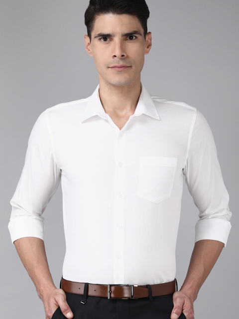 

Van Heusen Men White Self-Design Slim Fit Pure Cotton Formal Shirt