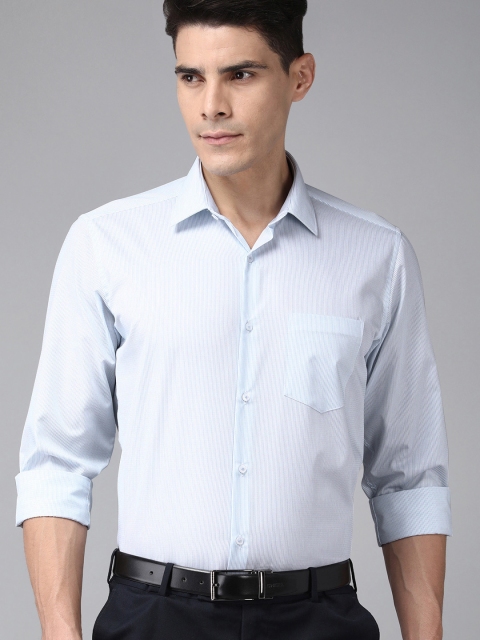 

Van Heusen Men Grey & Blue Striped Custom Fit Formal Shirt