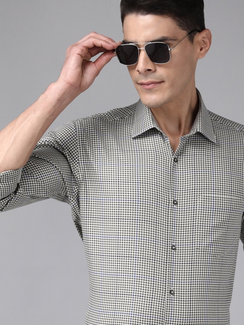 

Van Heusen Men Olive Green Slim Fit Buffalo Checked Formal Shirt