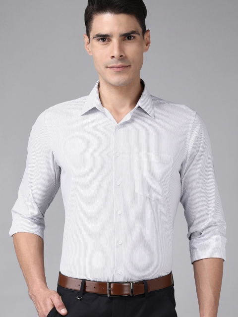 

Van Heusen Men Grey Slim Fit Striped Pure Cotton Formal Shirt