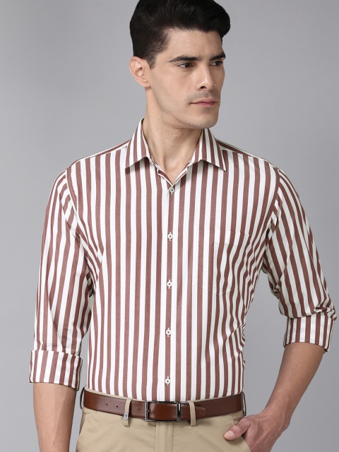 

Van Heusen Men Brown And White Striped Formal Shirt