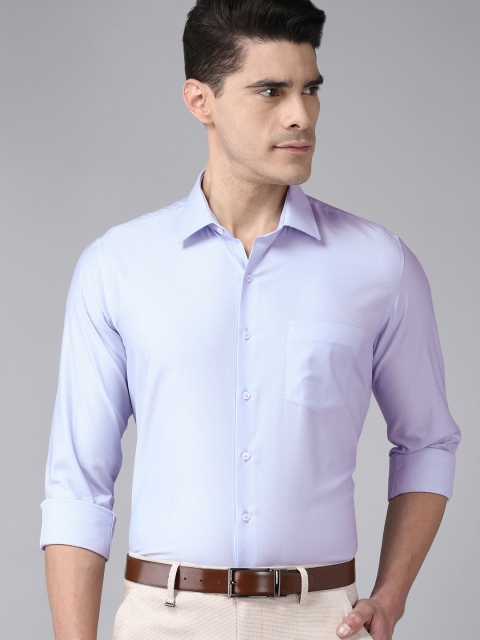 

Van Heusen Men Blue Self-Design Slim Fit Pure Cotton Formal Shirt