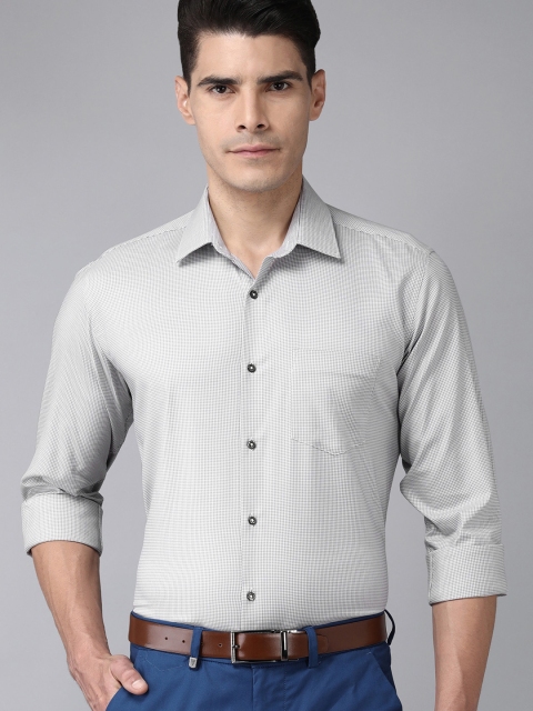 

Van Heusen Men Grey Self-Design Custom Fit Pure Cotton Formal Shirt