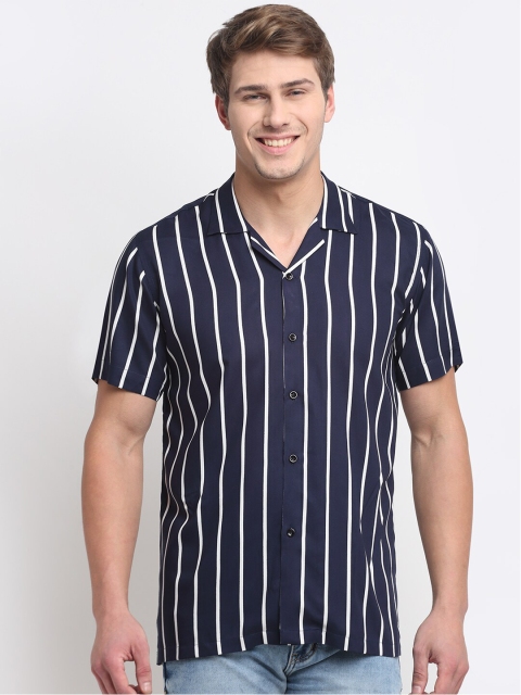 

Ennoble Men Blue Relaxed Tailored Fit Striped Casual Shirt