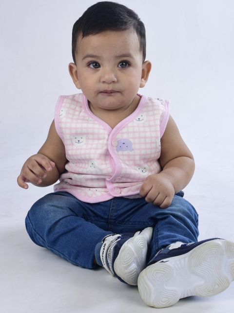 

ahhaaaa Boys Sleeveless Printed Jhabla, Pink