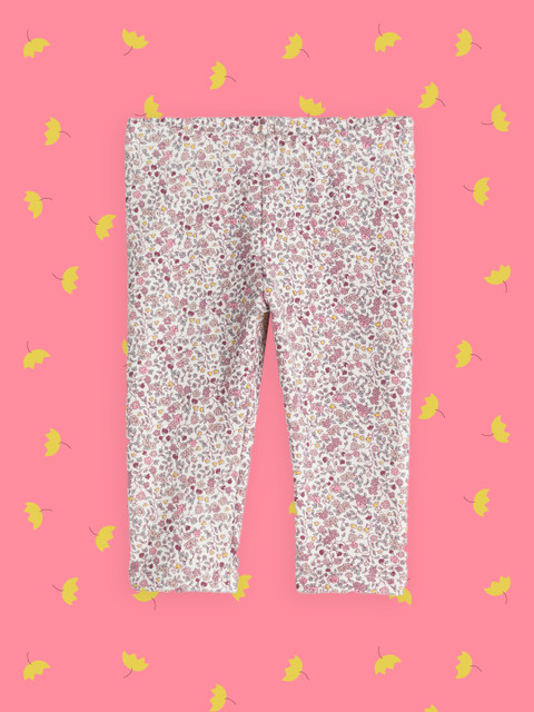 

H&M Girls White & Pink Floral Print Brushed-Inside Leggings