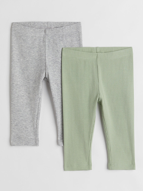 

H&M Girls Green & Grey 2-pack leggings