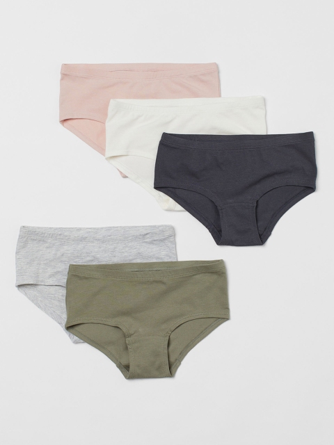 

H&M Grey & Olive Green Set of 5 Cotton Briefs
