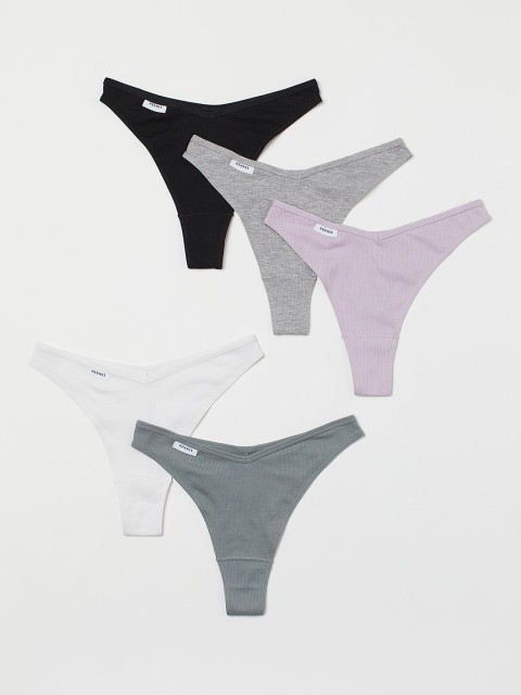 

H&M Women 5-Pack Ribbed Brazilian Briefs - 1030811001, Multi