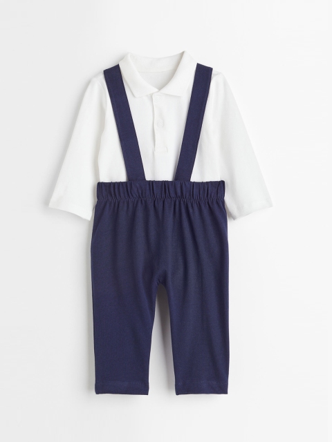 

H&M Boys NavyBlue & White Solid 2-Piece Jersey Set, Navy blue