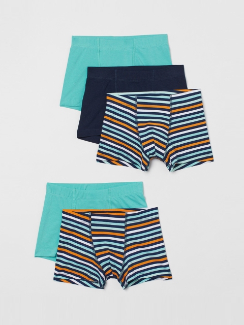 

H&M Boys Turquoise Blue & Multicoloured 5-Pack Cotton Boxer Shorts