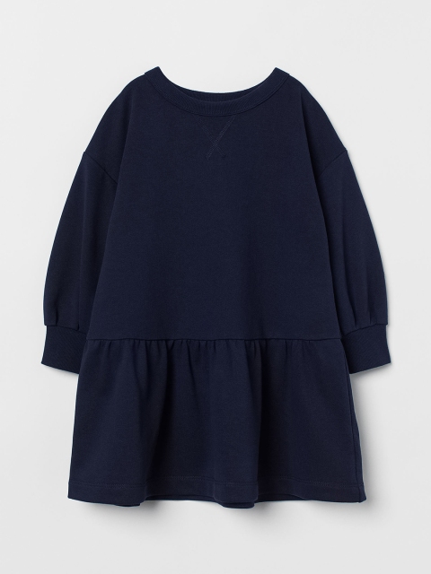 

H&M Girls Teal Blue Solid Oversized Sweatshirt Dress