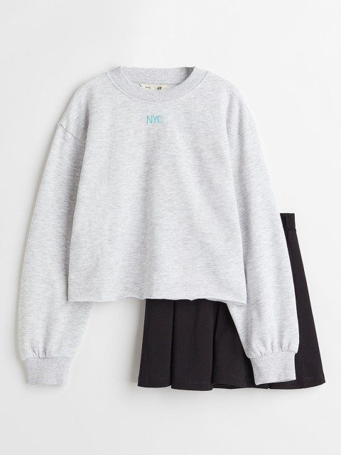 

H&M Girls Black & Grey 2-piece top and skirt set