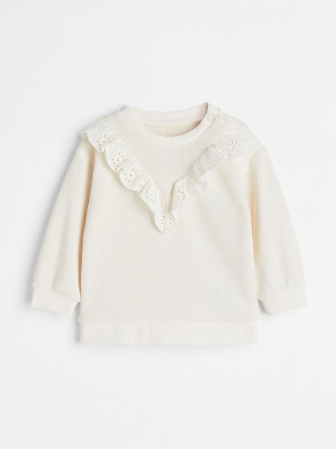 

H&M Girls White Solid Sweatshirt