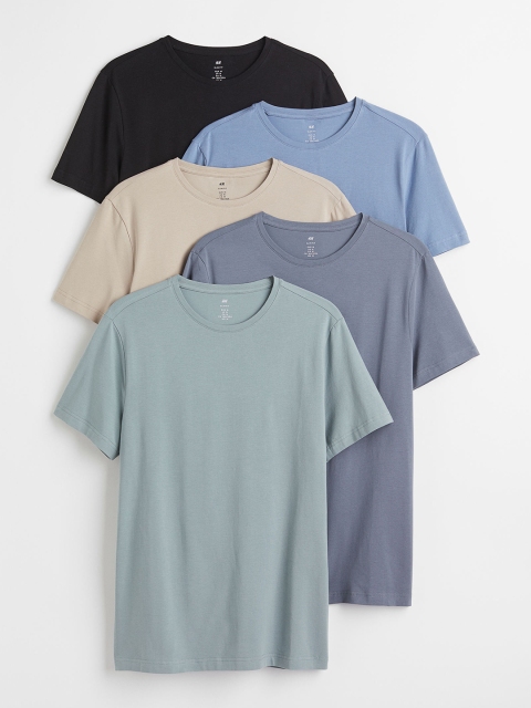 

H&M Men 5-pack Slim Fit T-shirts, Black