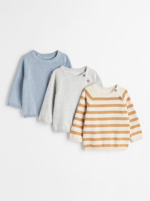 

H&M Boys Pack of 3 White & Grey Round Neck Jumpers