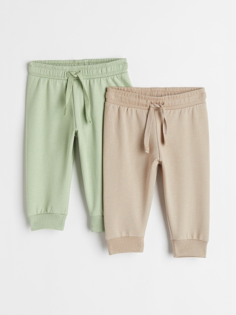 

H&M Boys Green & Beige 2-Pack Cotton Joggers