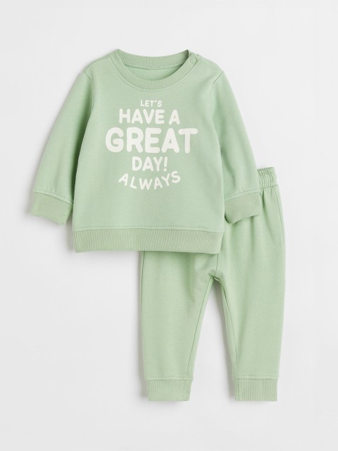 

H&M Boys Green 2-Piece Cotton Top & Trouser Set