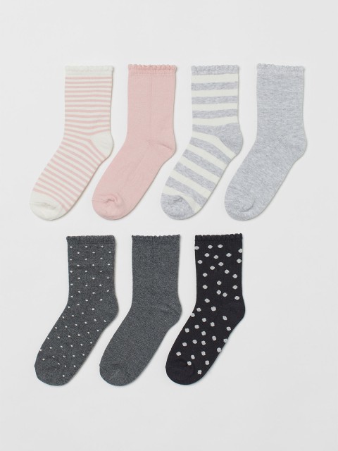 

H&M Girls 7-Pack Calf-Length Socks, Multi