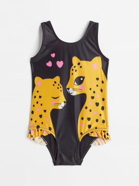 

H&M Girls Black Printed Swimsuit