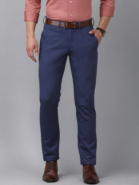 

Van Heusen Men Blue Solid Slim Fit Formal Trousers