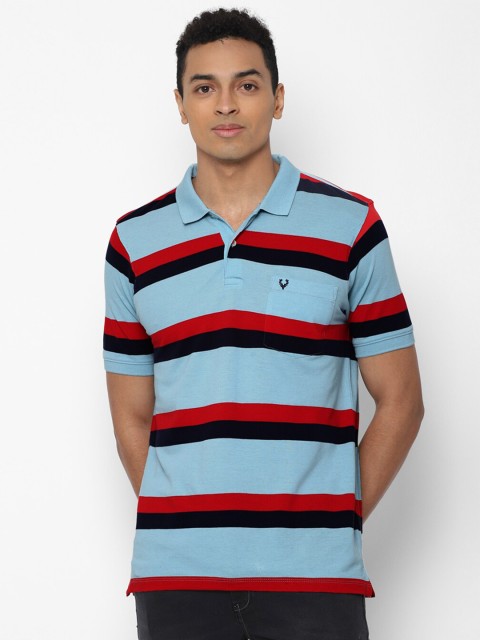 

Allen Solly Men Blue Striped Polo Collar T-shirt