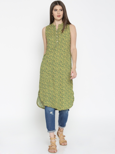 

AND Yellow & Navy Printed Tunic