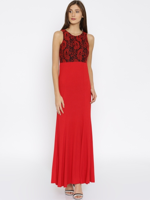 

AND Women Red Solid Maxi Dress