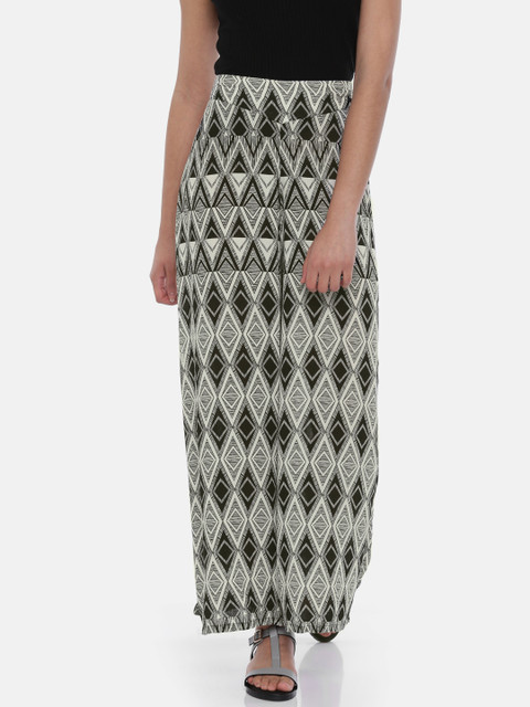 

AND Women Black & White Printed Palazzos