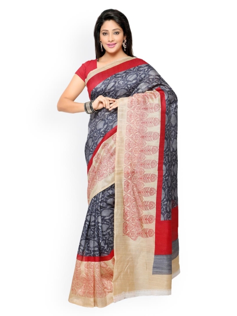 

Triveni Grey & Beige Art Silk Printed Saree