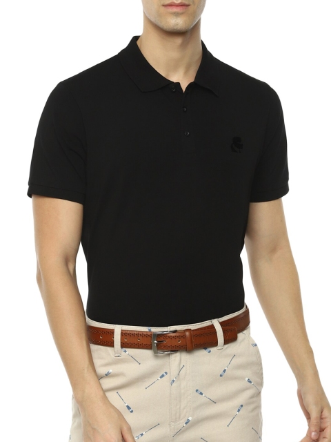 

LAGERFELD Men Black Polo Collar Pockets T-shirt