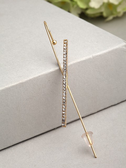 

Ferosh Gold-Toned Contemporary Line Crystal Ear Clip