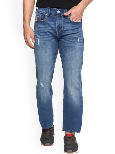 

True Religion Men Blue Low Distress Light Fade Jeans