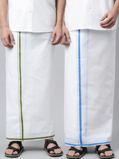 

WHITE HEART Men Pack Of 2 Solid Pure Cotton Dhoti