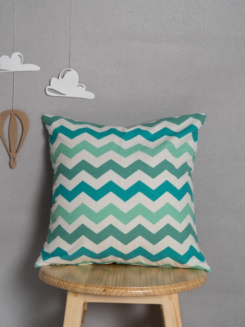 

The Yellow Dwelling Blue & Green Geometric Printed Square Cushion Cover