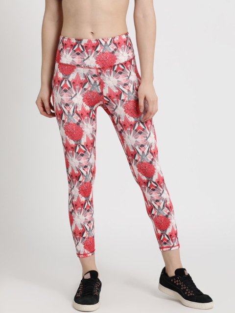 

Enamor Women Pink & White Athleisure High-Rise Dry Fit Printed Hugged Tights