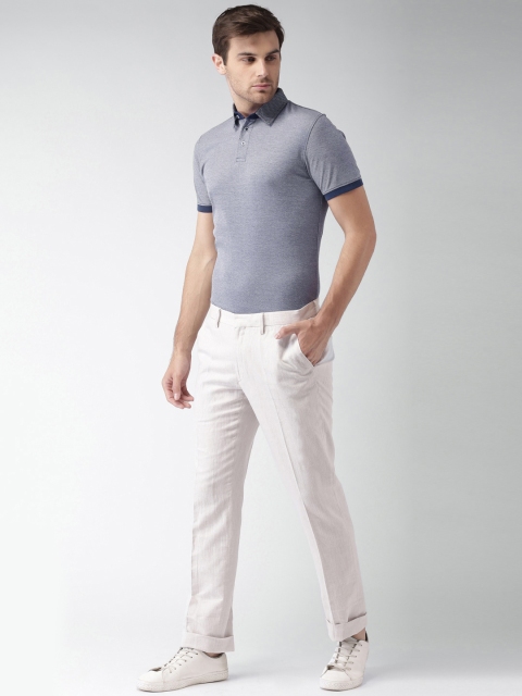 

INVICTUS Men Navy Slim Fit Polo Pure Cotton T-shirt, Navy blue