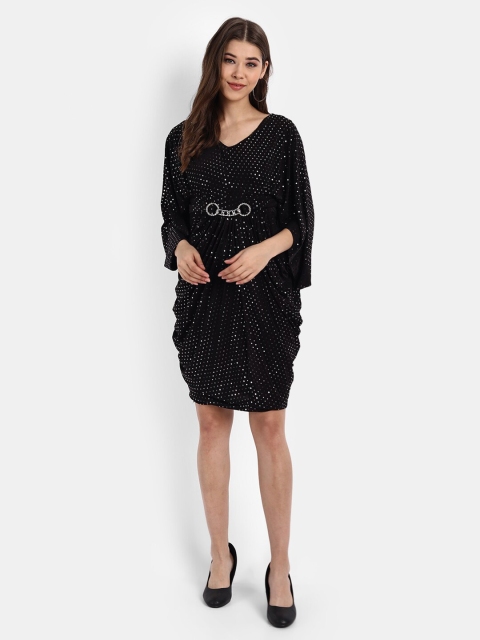 

BROADSTAR Black Embellished A-LineDress