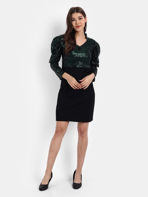 

BROADSTAR Green Embellished Bodycon Dress