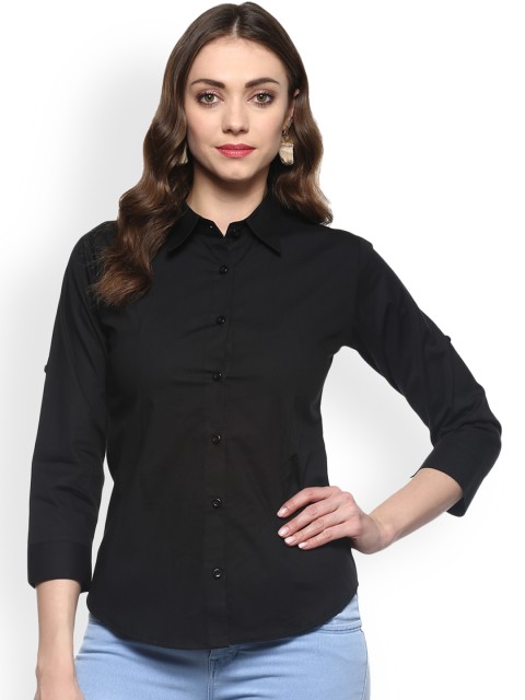 

Purple Feather Women Black Slim Fit Formal Shirt