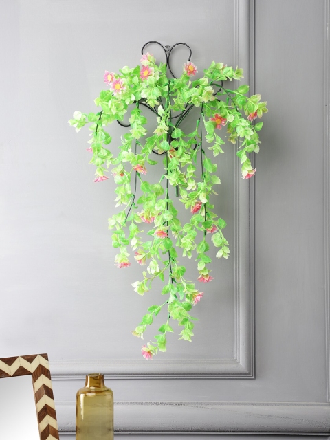 

FOLIYAJ Green & Black Artificial Leaf Vine With Metal Wall Stand